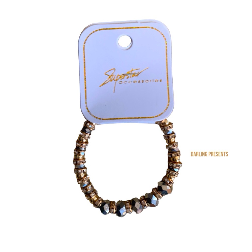 Crystal Beaded Stretch Bracelet Women Color Gold Size OS